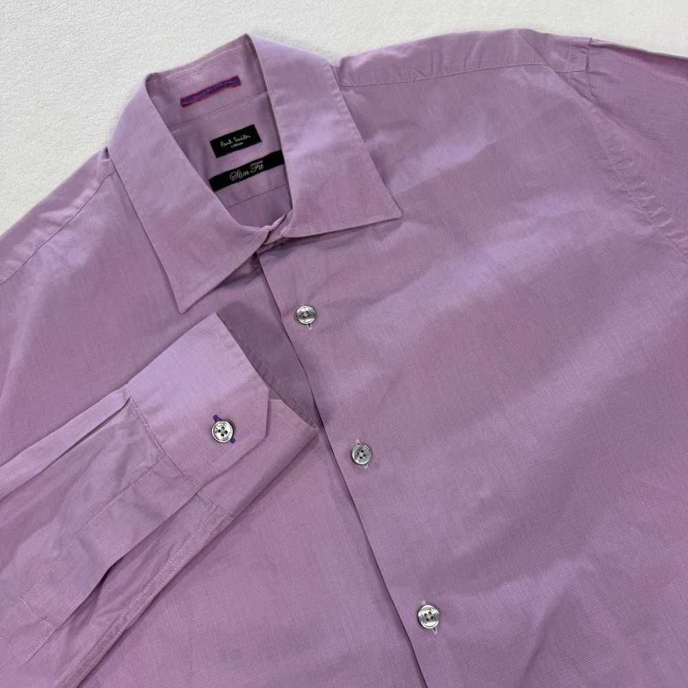 Paul Smith London Shirt Mens Large Purple Slim Fit Long Sleeve Button Up